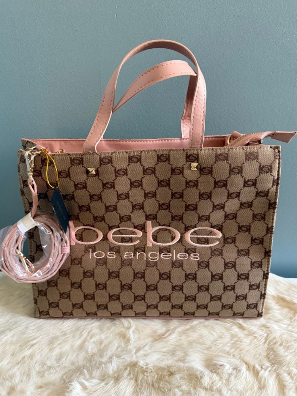 Bebe Tatulla Jacquard Canvas Blush Tote